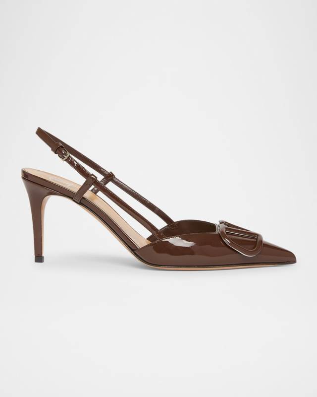 VLogo Signature Patent Leather Slingback Pumps